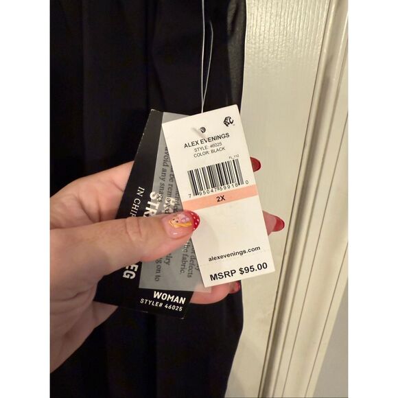 Alex Evenings Black Basic Straight Leg Chiffon Wide Leg Formal Pants sz 2X NWT - Picture 4 of 7